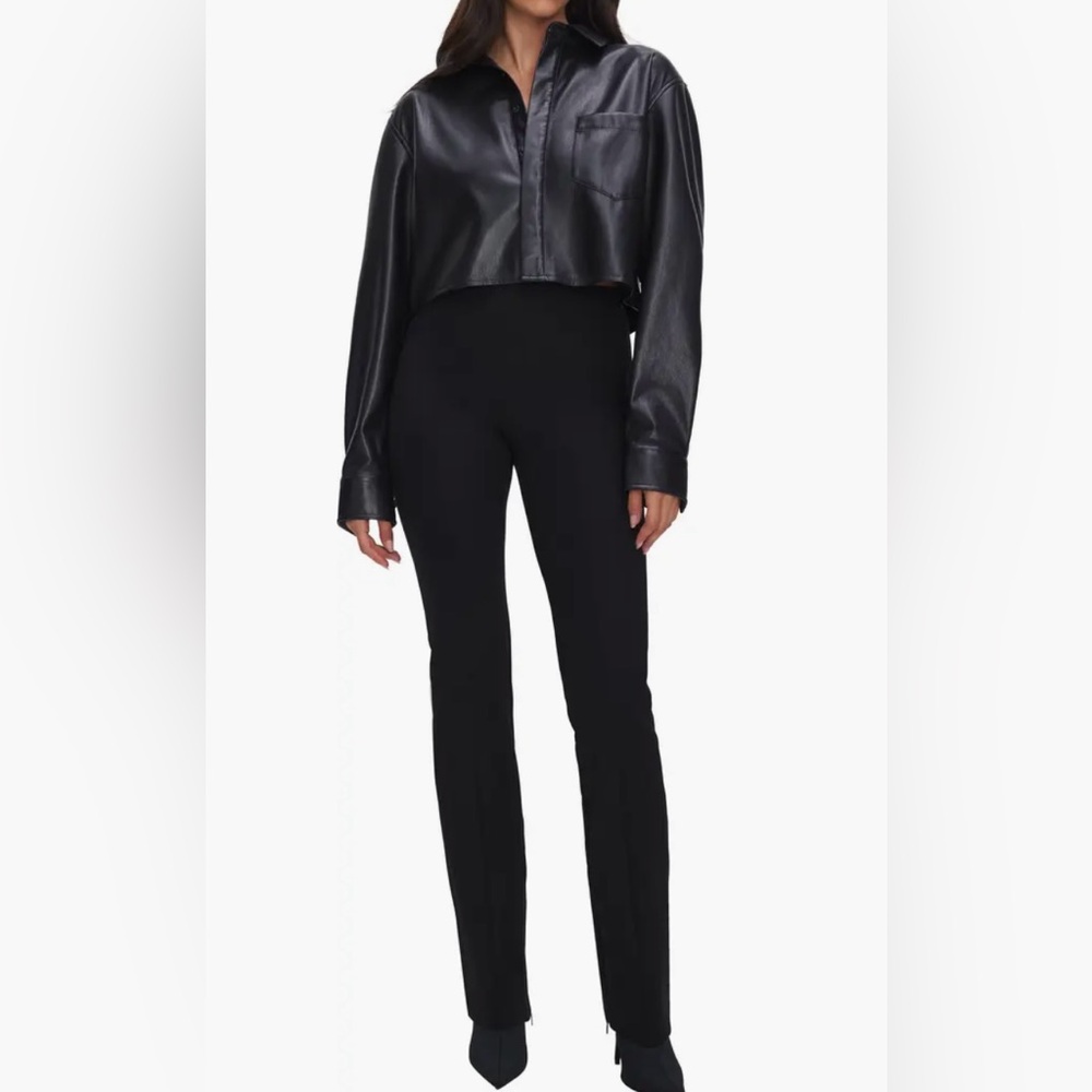 Good American Ponte Knit Pull-On Flare Pant